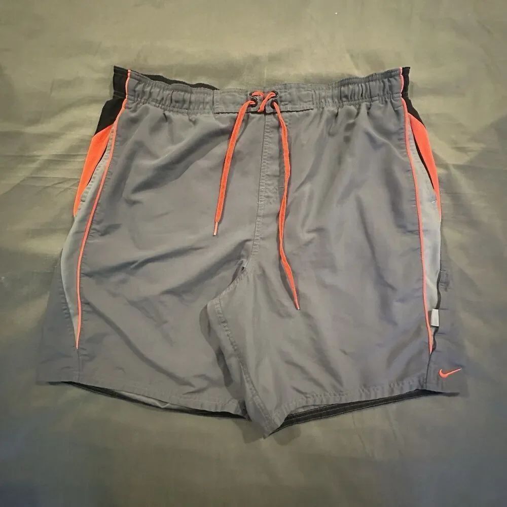 Nike Board Shorts Mens XL Embroidery Striped Mesh Swim Shorts Y2K Drawstring